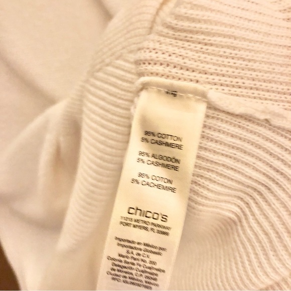 Chico’s Zenergy Cashmere Directional Laceup‎ Tunic Sweater Ecru White 1 - Picture 6 of 8